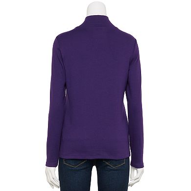 Petite Croft & Barrow® Long Sleeve Mockneck Top