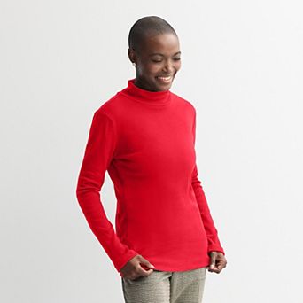 Petite Croft & Barrow® Long Sleeve Mockneck Top