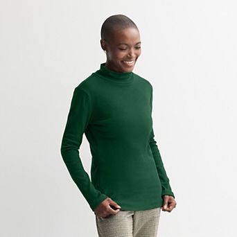 Petite Croft & Barrow® Long Sleeve Mockneck Top