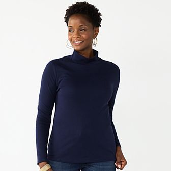 Petite Croft & Barrow® Long Sleeve Mockneck Top
