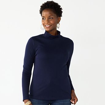 Petite Croft & Barrow® Long Sleeve Mockneck Top