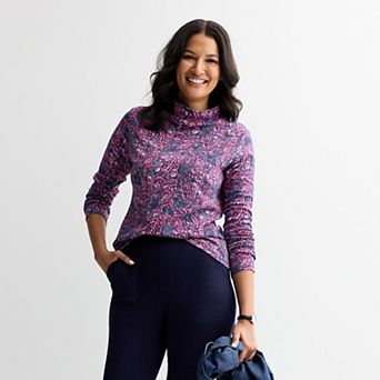 Petite Croft & Barrow® Long Sleeve Mockneck Top