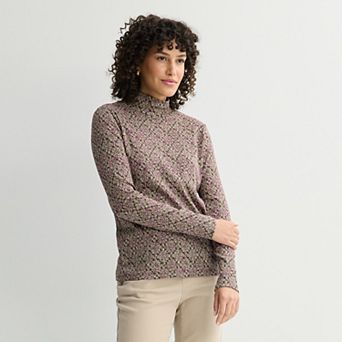 Petite Croft & Barrow® Long Sleeve Mockneck Top