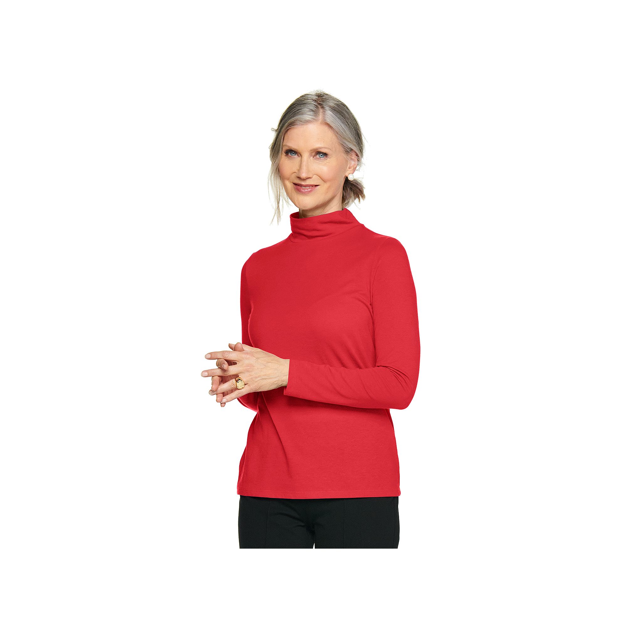 Petite Croft & Barrow® Long Sleeve Mockneck Top, Womens, Size: XS Petite,