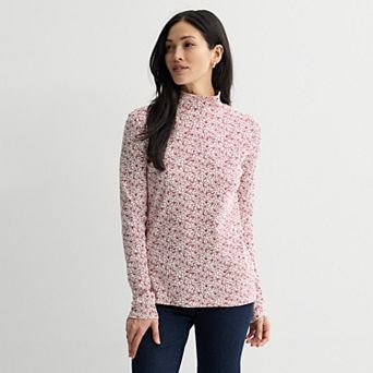 Petite Croft & Barrow® Long Sleeve Mockneck Top