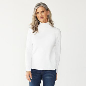 Petite Croft & Barrow® Long Sleeve Mockneck Top