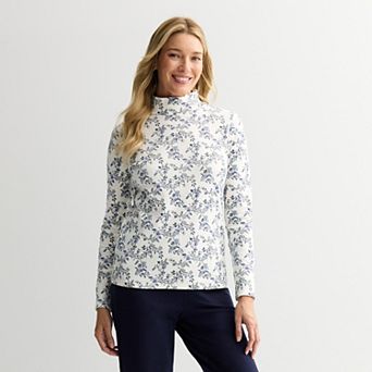 Petite Croft & Barrow® Long Sleeve Mockneck Top
