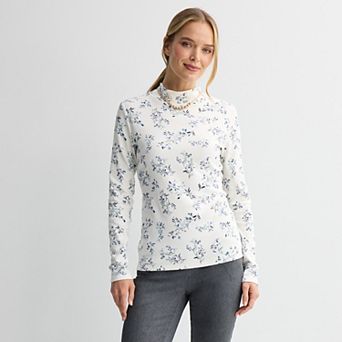 Petite Croft & Barrow® Long Sleeve Mockneck Top