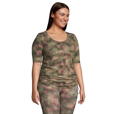 Plus Size Lands' End Power Performance Solid Drawstring Top