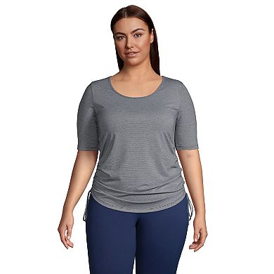 Plus Size Lands' End Power Performance Solid Drawstring Top