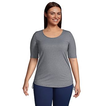 Plus Size Lands' End Power Performance Solid Drawstring Top