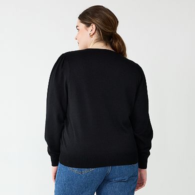 Plus Size DRAPER JAMES RSVP™ Long Sleeve Collar Sweater