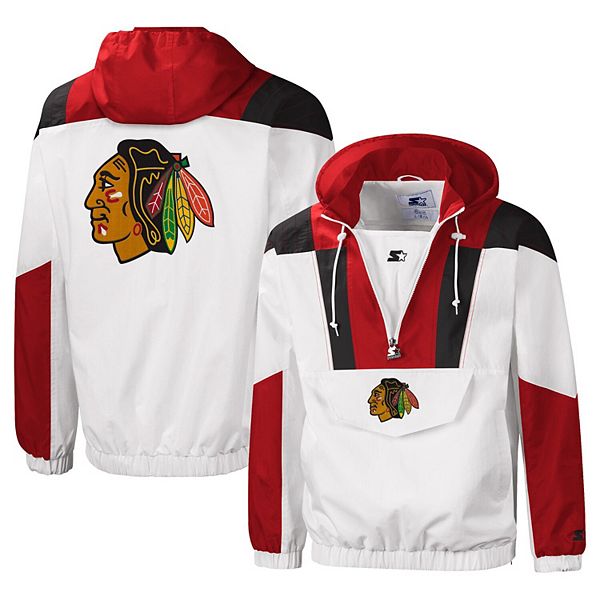 Men's Starter Red/Black Chicago Blackhawks Game Time Raglan Pullover Sweatshirt Size: Small