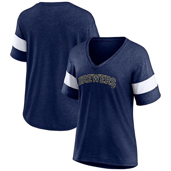 Women's Fanatics Branded Heathered Navy Milwaukee Brewers Wordmark V ...