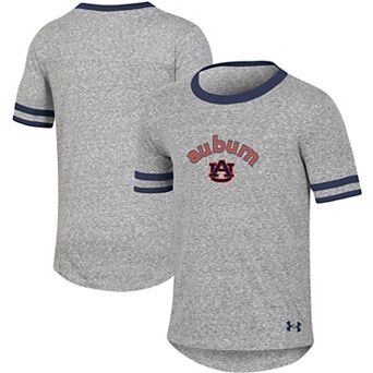 Girls Youth Under Armour Heathered Gray Auburn Tigers Siro Slub Novelty T-Shirt