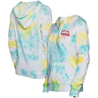 Women's New Era White Tampa Bay Buccaneers Ice-Dye Full-Zip Hoodie