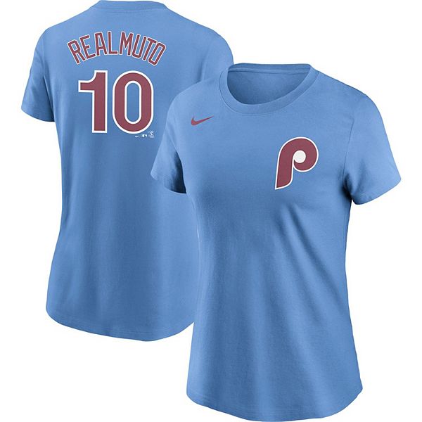Women's Nike JT Realmuto Light Blue Philadelphia Phillies Name & Number T- Shirt