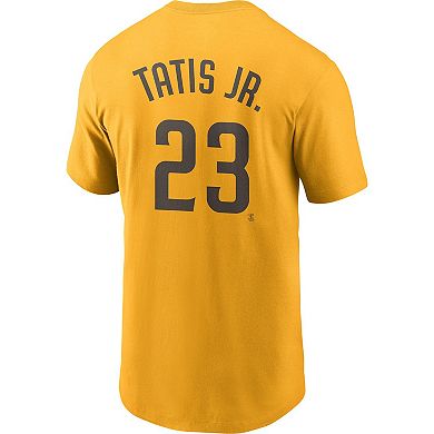 Men's Nike Fernando Tatis Jr. Gold San Diego Padres Name & Number T-Shirt