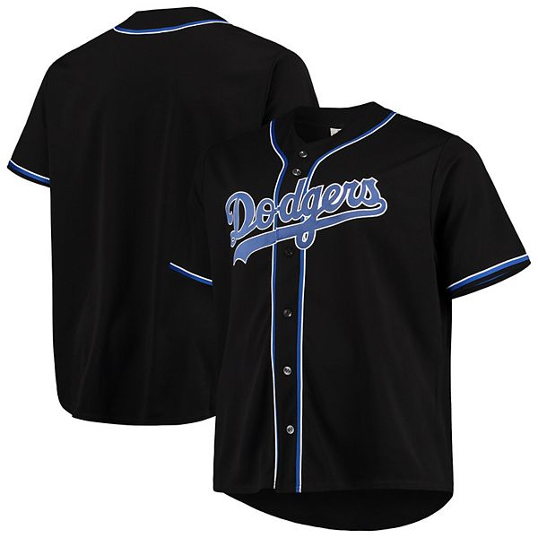 Vintage Dodgers Warm Up jersey Smock Black Button Up by Majestic Size = XXL
