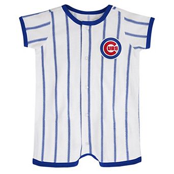 Infant White Chicago Cubs Pinstripe Power Hitter Romper