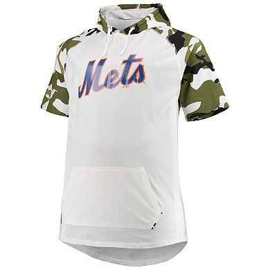 Men's Francisco Lindor White/Camo New York Mets Big & Tall Raglan Hoodie T-Shirt