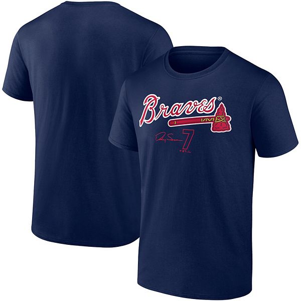 Dansby Swanson Atlanta Braves Youth Navy Backer Long Sleeve T-Shirt 