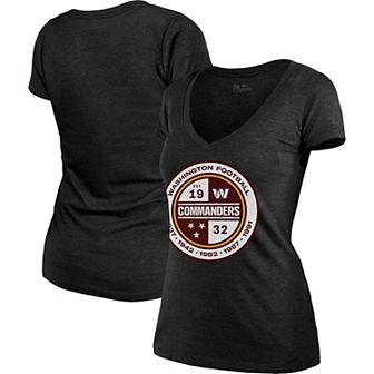 Women's Majestic Threads Black Washington Commanders Bling Tri-Blend V-Neck T-Shirt