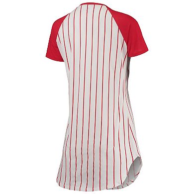 Women's Concepts Sport White/Red St. Louis Cardinals Vigor Pinstripe Raglan V-Neck Nightshirt