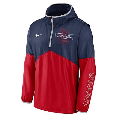 Men's Nike Navy/Red St. Louis Cardinals Overview Half-Zip Hoodie Jacket