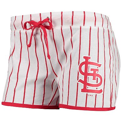 Women's Concepts Sport White St. Louis Cardinals Vigor Pinstripe Sleep Shorts