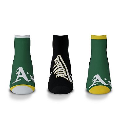 For Bare Feet Oakland Athletics Flash Ankle Socks 3-Pack Set