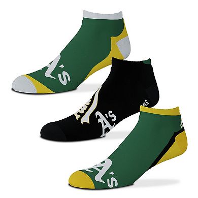 For Bare Feet Oakland Athletics Flash Ankle Socks 3-Pack Set