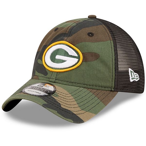 Men's New Era Camo/Black Green Bay Packers Basic 9TWENTY Trucker Snapback  Hat