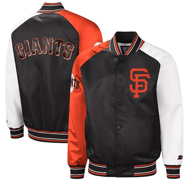 Starter San Francisco Giants Black/Orange Varsity Tri-Color Satin Full-Snap  Jacket