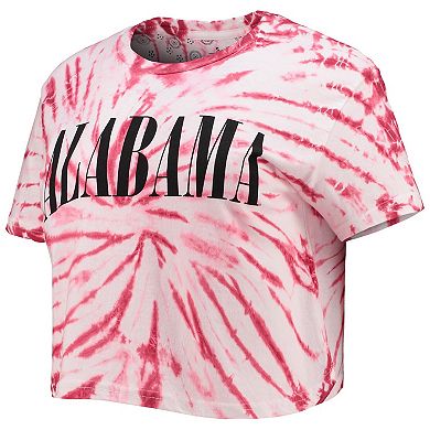 Women's Pressbox Crimson Alabama Crimson Tide Showtime Tie-Dye Crop T-Shirt