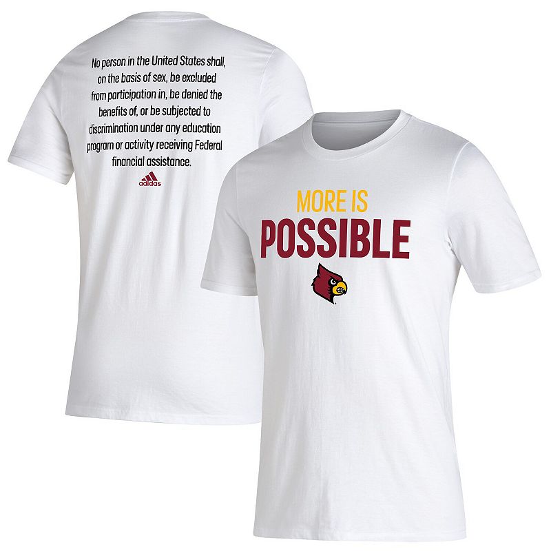 Mens adidas White Louisville Cardinals More Is Possible Amplifier T-Shirt,