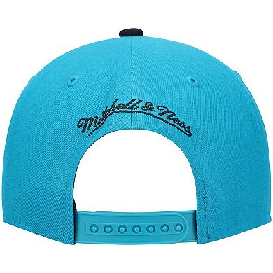 Men's Mitchell & Ness Teal/Black Detroit Pistons Hardwood Classics Team Two-Tone 2.0 Snapback Hat