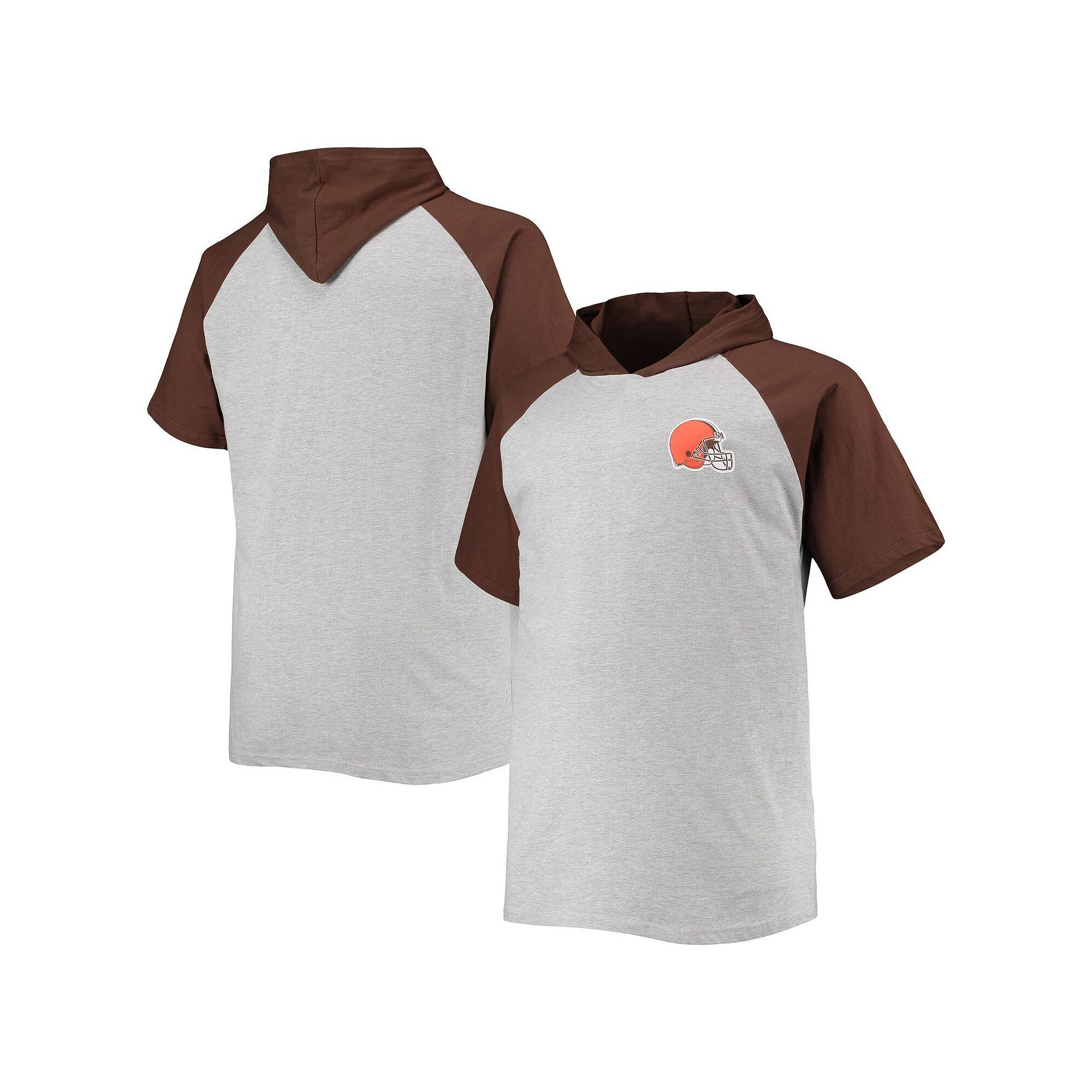 Mens Heathered Gray/Brown Cleveland Browns Big & Tall Raglan Short Sleeve 
