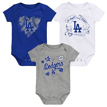 Infant Royal/White/Gray Los Angeles Dodgers Batter Up 3-Pack Bodysuit Set