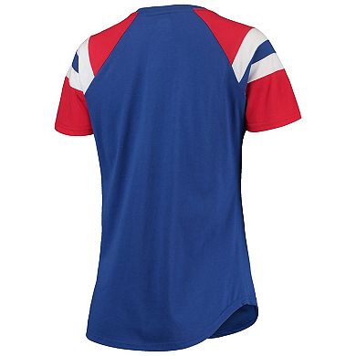 Women's Starter Royal/Red Chicago Cubs Game On Notch Neck Raglan T-Shirt