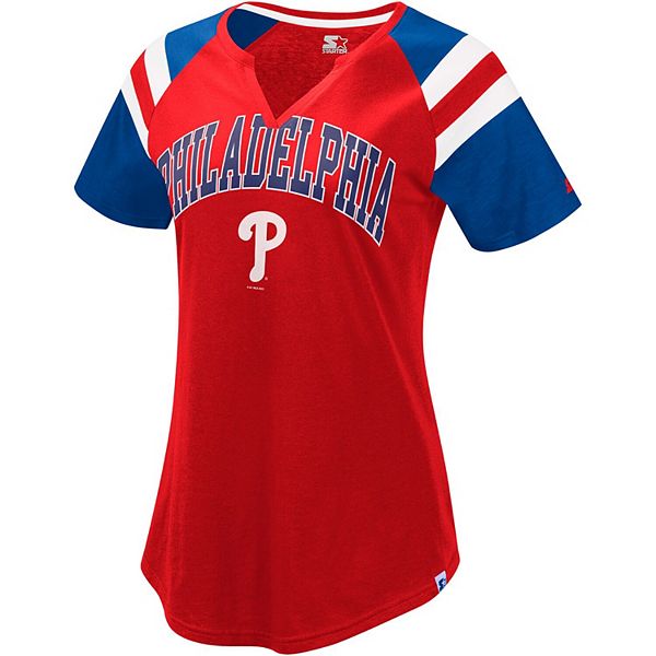 Men's Red/Royal Philadelphia Phillies City Rep Closer Raglan V-Neck T-Shirt