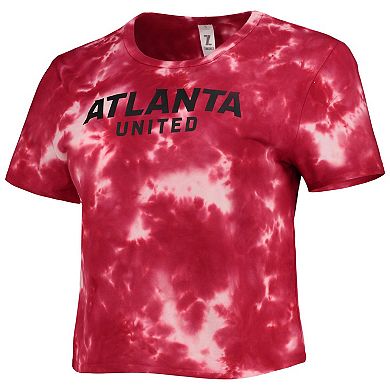 Women's ZooZatz Red Atlanta United FC Tie-Dye Cropped Wordmark T-Shirt