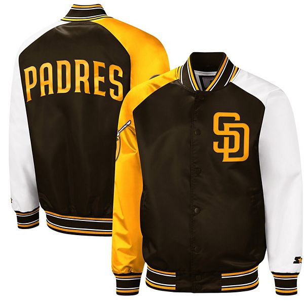 GIII/STARTER Shoe Palace Exclusive San Diego Padres Home Game Varsity Mens Jacket (Black/Yellow)