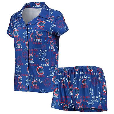 Women's Concepts Sport Royal Chicago Cubs Flagship Allover Print Top & Shorts Sleep Set