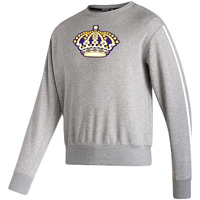 Men's adidas Heathered Gray Los Angeles Kings Team Classics Vintage Pullover Sweatshirt