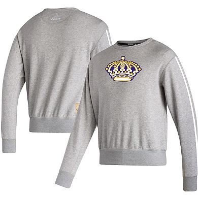Men's adidas Heathered Gray Los Angeles Kings Team Classics Vintage Pullover Sweatshirt