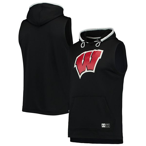 Men s Under Armour Black Wisconsin Badgers Game Day Tech Sleeveless Hoodie