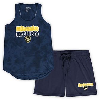 Women's Concepts Sport Navy Milwaukee Brewers Plus Size Cloud Tank Top & Shorts Sleep Set