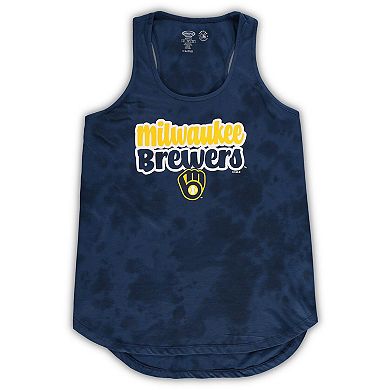 Women's Concepts Sport Navy Milwaukee Brewers Plus Size Cloud Tank Top & Shorts Sleep Set