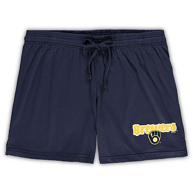 Women's Concepts Sport Navy Milwaukee Brewers Plus Size Cloud Tank Top & Shorts Sleep Set